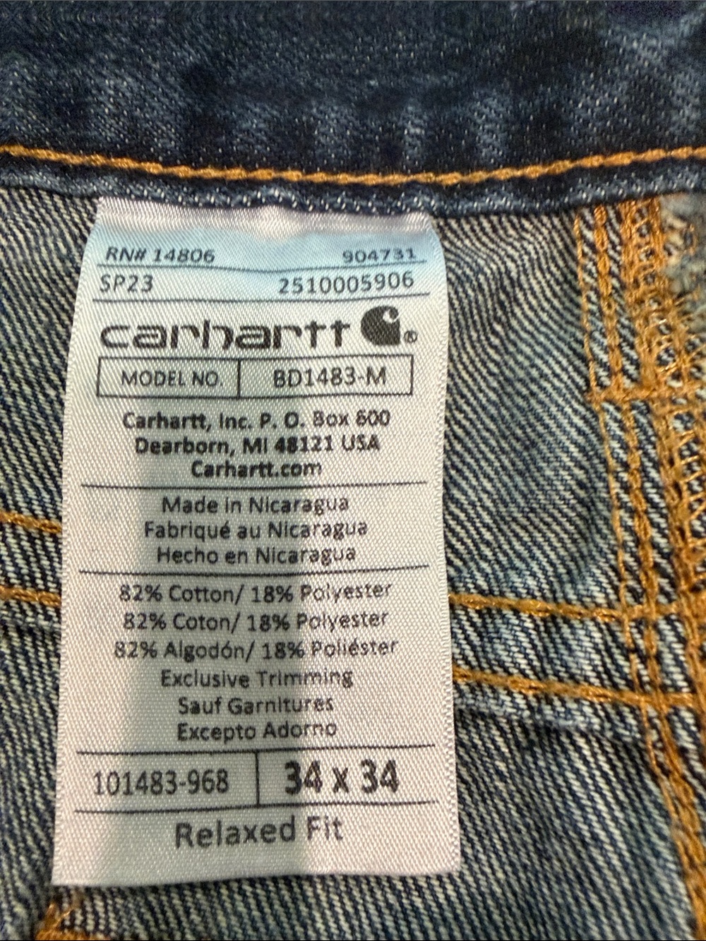 Carhartt Men's Relaxed Fit Denim Jeans in Blue